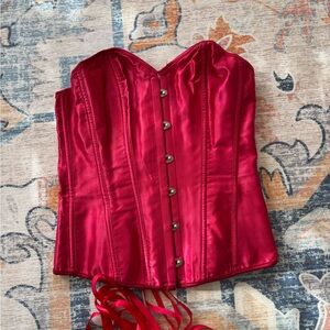 Red Satin Corset Top